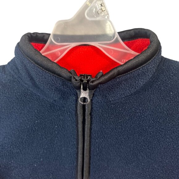 Izod Kids Size 4 Navy Fleece 1/4 Zip Pullover With Red Striped Sleeves - Picture 3 of 10